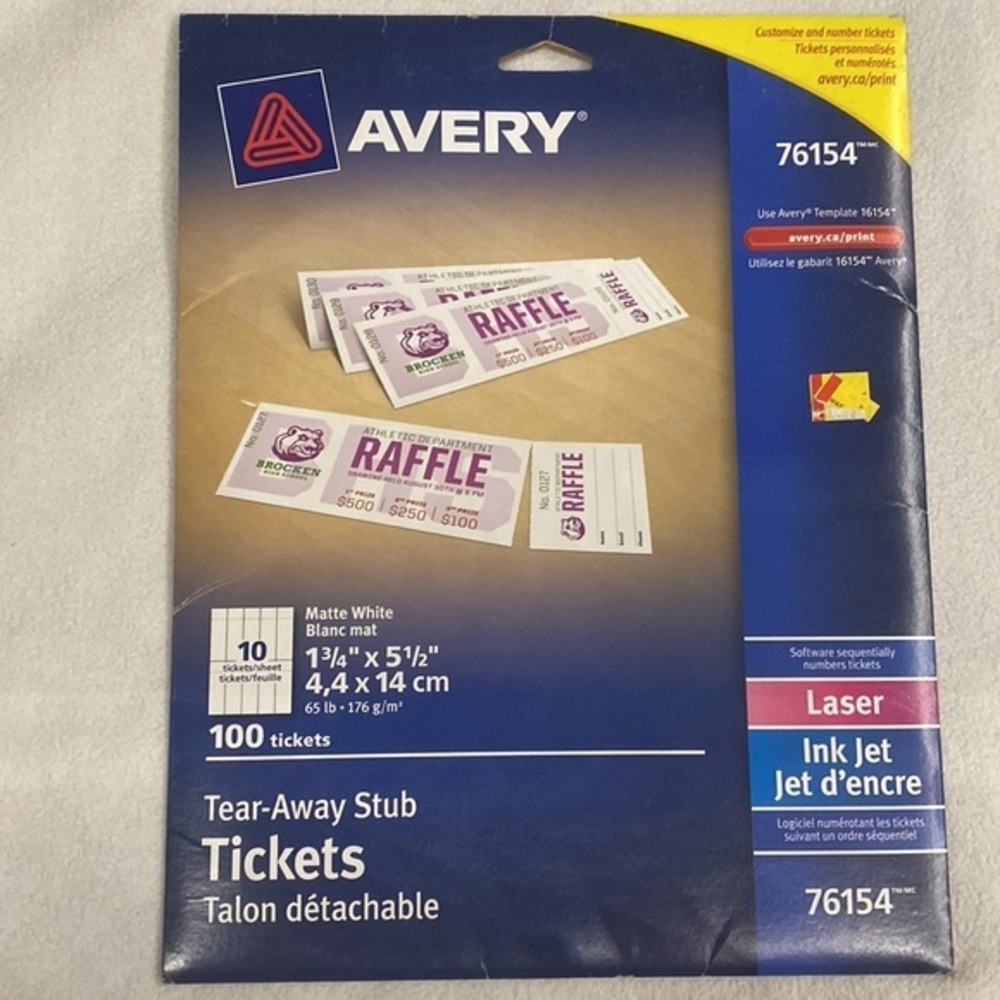 💰4 for $30 💰 NEW AVERY Tear-Away Stub
Tickets self printing your own tickets